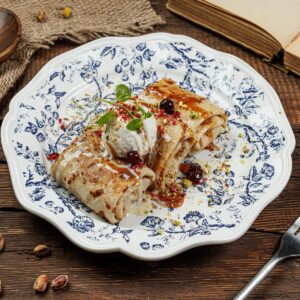 Блинчики груша и мороженное